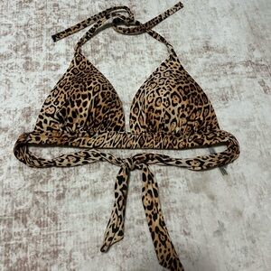 Leopard Print Halter Bikini Top